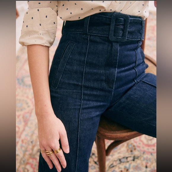 Sezane Lukas Trousers Indigo - Size 34 - Picture 2 of 10